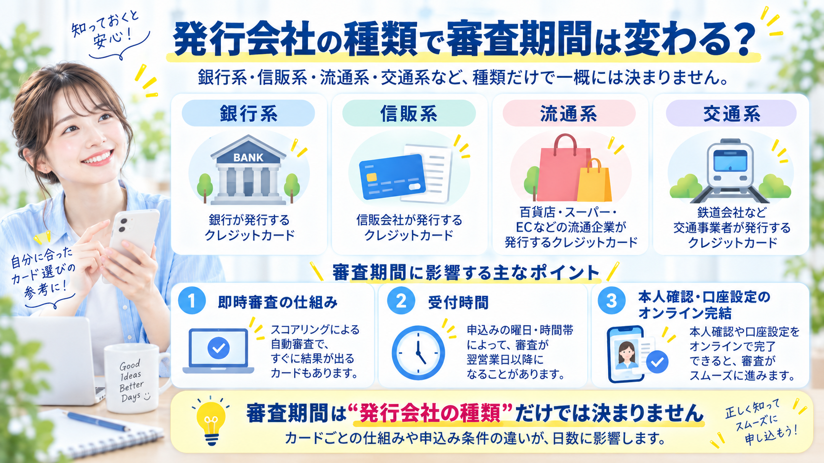 発行会社の種類（銀行系・信販系・流通系・交通系など）で審査期間は変わる？